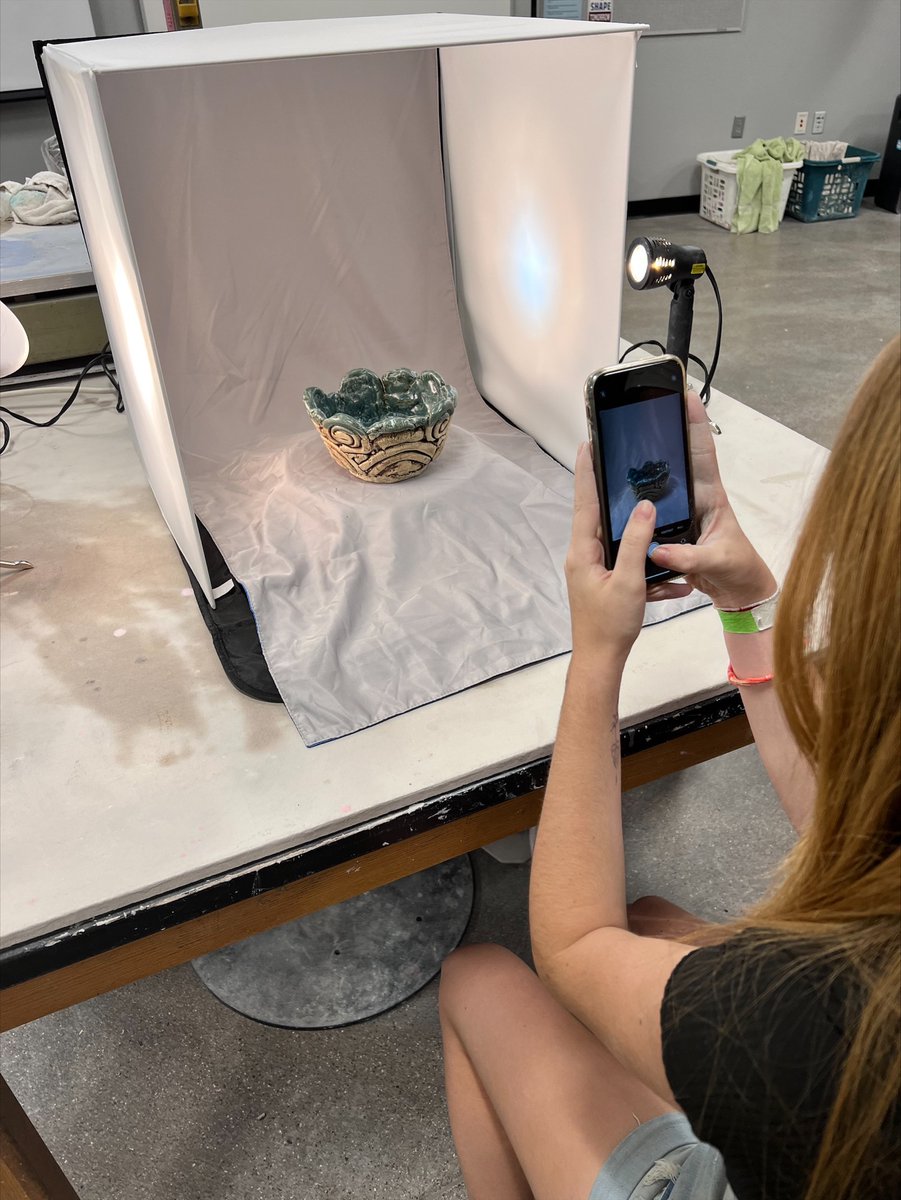 In Mr. Eagers' Ceramic 1 class students are learning how to photograph their own work.  Their final touch to publish their creativity. #visualartsrock