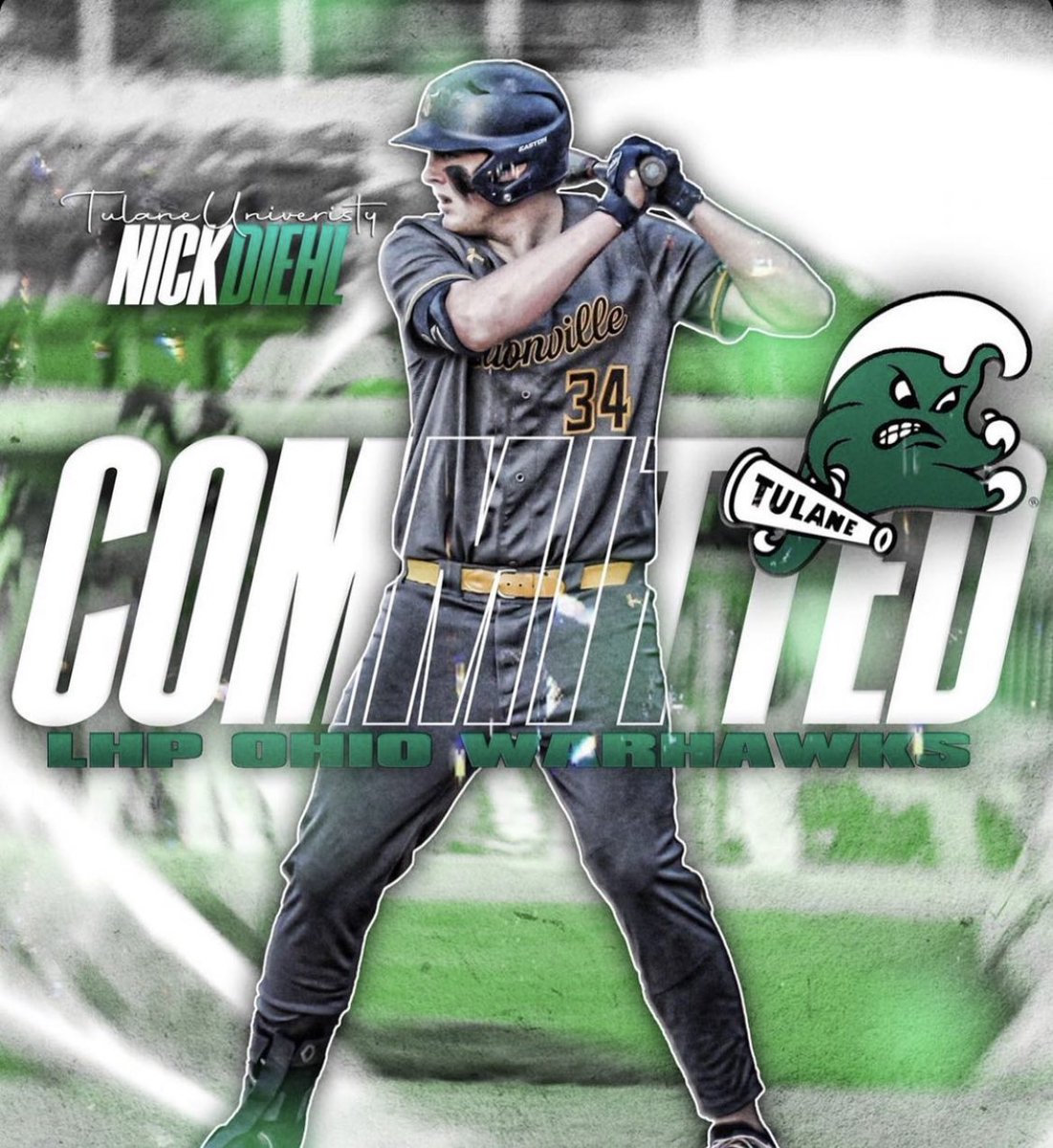 We are proud to announce our second signing from last week. Nick Diehl, Class of 2024, has committed to Tulane University to continue his education and his baseball career. Tulane, you landed a BEAST. Congrats, Nick!