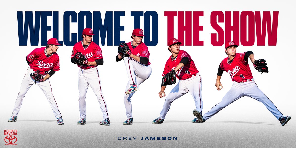 Aces's tweet photo. Drey is headed South ✈️

The @dbacks have selected the contract of RHP Drey Jameson.  The former first-round pick and 9️⃣th ranked prospect has posted 1️⃣0️⃣9️⃣ K's and 5️⃣ wins for the Aces this year. Show 'em what you've got, Drey!

@JamesonDrey | @MLBPipeline | @Dbacks https://t.co/RdS2uXZabn