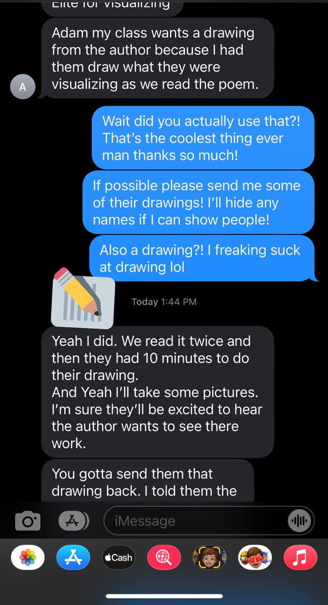 A teacher I know at another school used my poem “I Remember Looking Down” for a visualization lesson and this is honestly a top HIGHLIGHT of my career. It’s one thing to impact your own school you work in. But impacting one you don’t even work in?! Next level! #teachertwitter