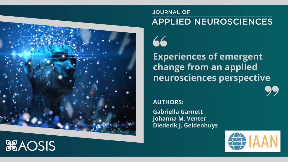 Original Research Published in <a href="/JAppliedNeuro/">Journal of Applied Neurosciences</a>

Title: “Experiences of emergent change from an applied neurosciences perspective”

Experiences of emergent change from an applied neurosciences perspective.

Download the PDF article: bit.ly/3Qm7XwM (<a href="/unisa/">Unisa</a>)

<a href="/_AOSIS/">AOSIS</a>