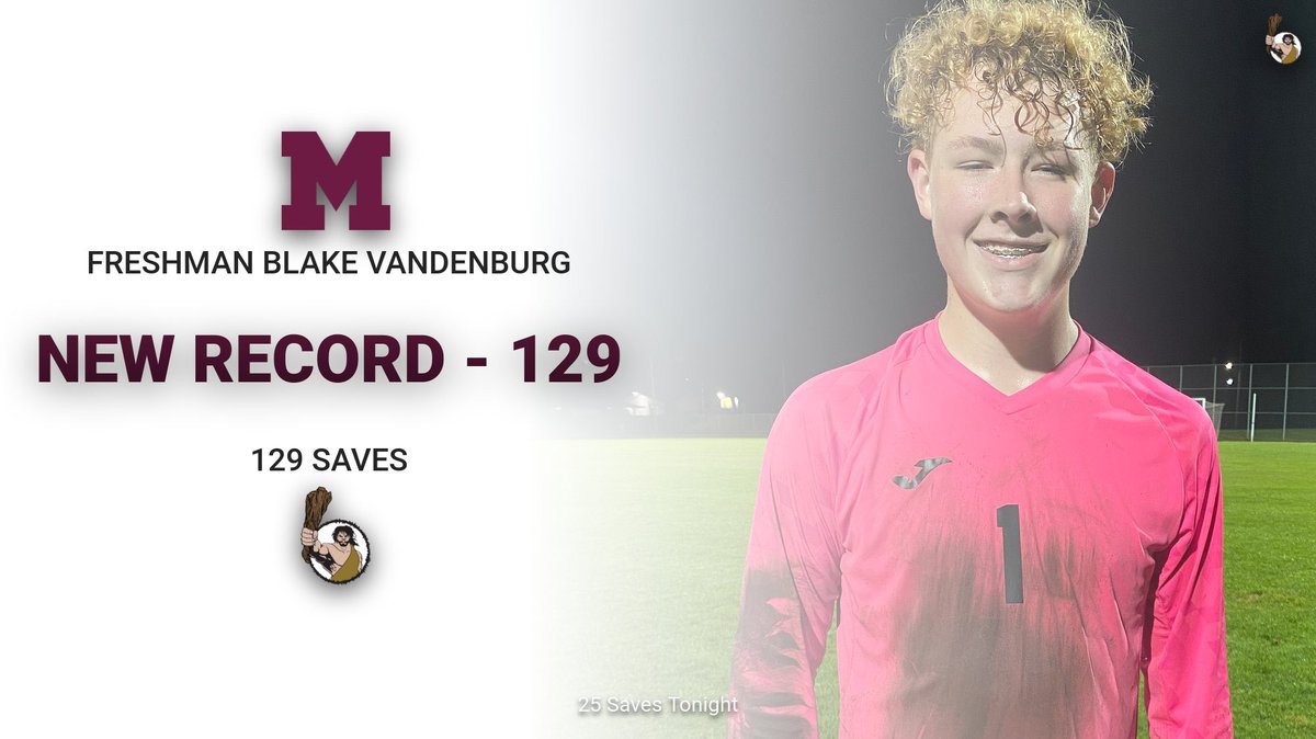 Congratulations to Mishawaka Freshman Blake Vandenburg.  After 25 saves tonight against Plymouth, he now has 129 this season. That’s a new Cavemen record with 6 games to go.   <a href="/MHSSection/">MHS Section</a> <a href="/CavemenSoccer/">CavemenSoccer</a> <a href="/MishawakaNetwrk/">Mishawaka Network</a> <a href="/BodyMishawaka/">Mishawaka Student Body</a> <a href="/SCMSchools/">SCM Schools</a> @MishawakaAD
