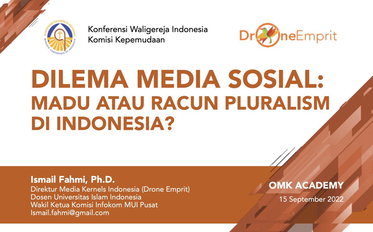 ismailfahmi's tweet photo. #MujahidDigital MUI dan OMK Academy KWI
Semalem atas undangan @RomoKristiadipr, di sela-sela Kongres #MujahidDigital @MUIPusat, saya sharing "Dilema Medsos" bareng Romo Haryatmoko buat teman2 OMK Academy KWI.
Acara ini dibuka oleh Uskup Mgr. Pius Riana Prapdi.
🇮🇩💕🕌⛪️ https://t.co/95Qnxz3Zhy