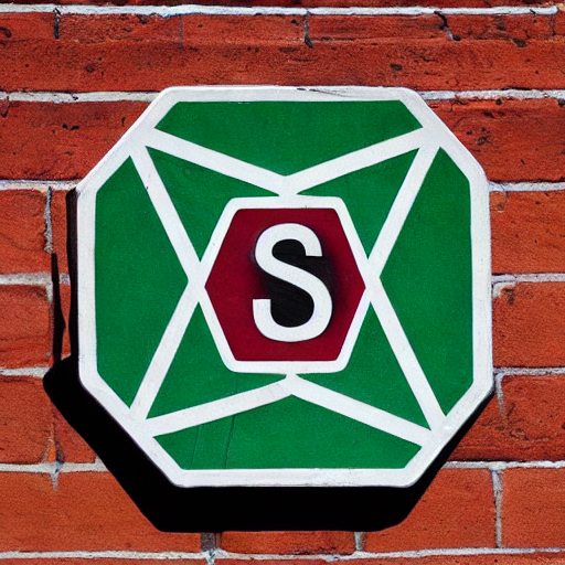 PunmasterStp's tweet photo. Anyone up for some strange #stopsigns?  The green sign with the S in the red hexagon was what I got from prompting #StableDiffusion #AI with "A hexagonal stop sign."  I'm sorry I keep posting these, as I'm having so much fun, but I promise I'll #STOPP at some point. 😂 https://t.co/LCawDFYGTh