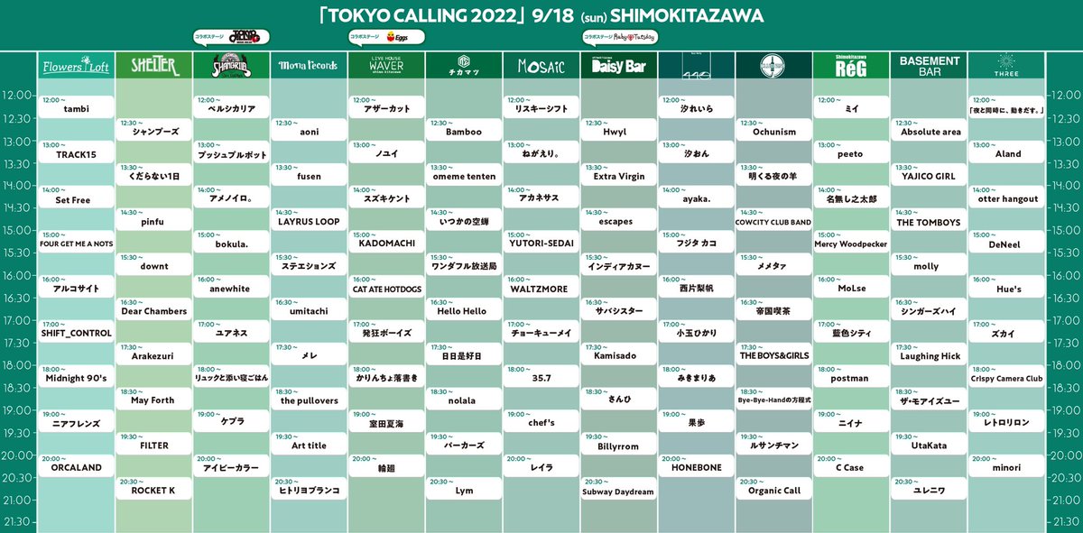tokyo__calling's tweet photo. 【🎠タイムテーブル解禁🎡】

9/17(土)18(日)19(月・祝) 開催
TOKYO CALLING 2022

タイムテーブルはコチラです💨

チケットのお買い求めはお早めに🏹
https://t.co/ILtcYloVRk

是非、お越しください💪

#トーキョーコーリング
#TOKYOCALLING 

. https://t.co/qFKV6MISU9