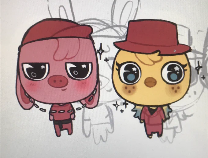 I drew bokkari and dwaekki from memory and then colored them pretty and I'm insanely in love with them 