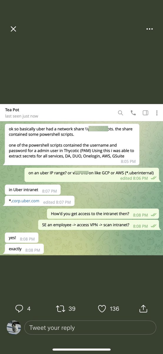 NDumbblonde's tweet image. The screen shots floating around about #uberHack are ruff. Def feel the pain for the security &amp;amp; response teams #Hacked #CyberSecurity #SocialEngineering