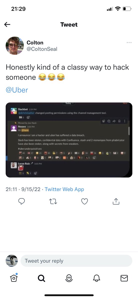 NDumbblonde's tweet image. The screen shots floating around about #uberHack are ruff. Def feel the pain for the security &amp;amp; response teams #Hacked #CyberSecurity #SocialEngineering