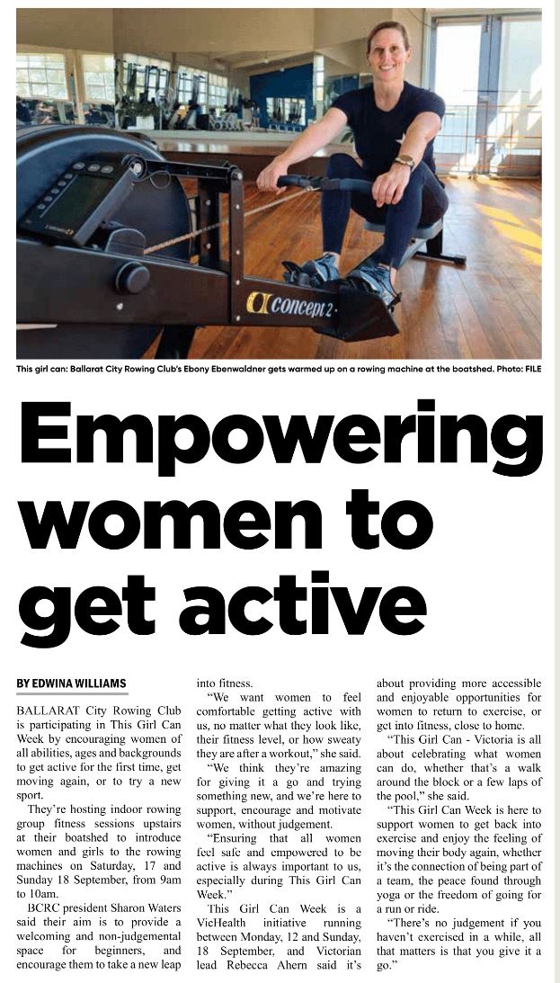 VicHealth's tweet photo. We love seeing clubs like Ballarat City Rowing club, getting around #ThisGirlCanWeek, giving women the opportunity to connect and try this in new ways.
Want to find out what other beginner-friendly classes and activities are happening in your local area? See @ThisGirlCanVIC. https://t.co/jkm10lS3zN