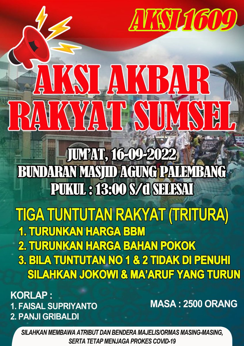 Yg di Palembang Sumatra Selatan Peh Kito Turun lah saat nya kita turun klu bukan kita siapo lg....
<a href="/Rizki44874585/">Rizki44874585</a> 
<a href="/diri_papajola/">Pengawal 19jt Lapangan Kerja</a> 
<a href="/GibraltarNc/">A Batman</a> 
<a href="/51527B/">irONE_OGAN</a> 
@WKitek 
<a href="/KlanSemendaway/">Duta Komering</a> 
@_BellaPeter 
<a href="/Matahari_1912/">🌅Dr.Sultan Matahari 1912</a> 
@JumhanaTintin 
<a href="/Nurulkjo1/">Uyuy H🤍PE 🇮🇩🇵🇸</a> 
@Dhy_Kwan_33 
<a href="/TuaGilaAndalas1/">Tua Gila Dari Andalas</a>