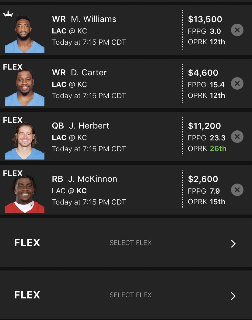 LeVerticalDFS's tweet photo. We love a good primetime game 🔥 me and the analysts of @TheDFSDojo_ posted our DraftKings core today (with 4% Mike Will captain 😉) and brought home profit 💰
#draftkings #dfs #draftkingscores #draftkingsnfl #nfldfs #dfscontent #showdown #dkshowdown https://t.co/mybLsqxZFQ