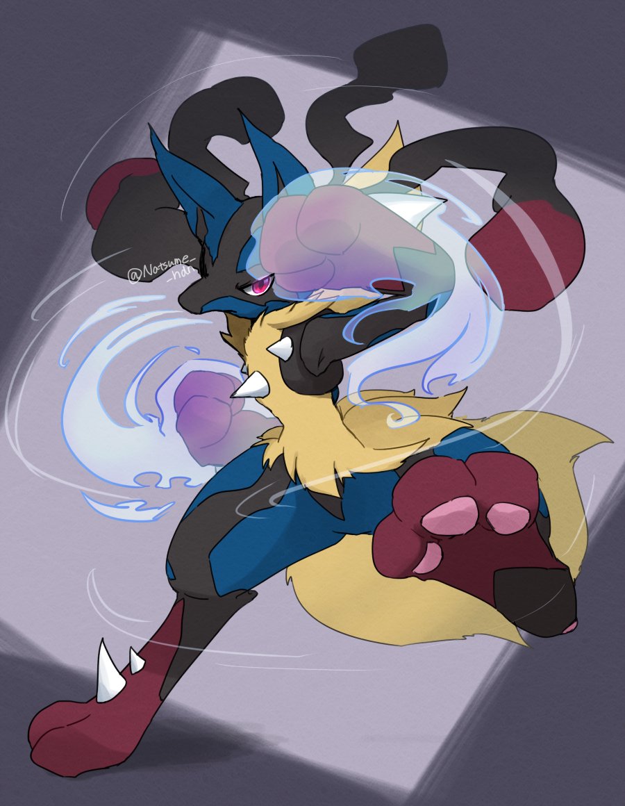 lucario pokemon (creature) solo furry spikes energy yellow fur 1other  illustration images