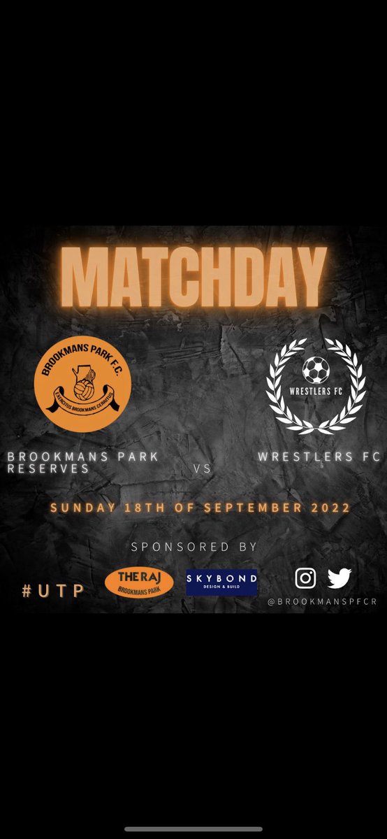 NEXT UP! 

🆚 <a href="/theWrestersFC/">Barry Draper</a> 
🏆 @HertsADSL 
🏟 Birchwood 
📅 18th September 2022
⏰ 10:00am 

#UTP🟠🔵