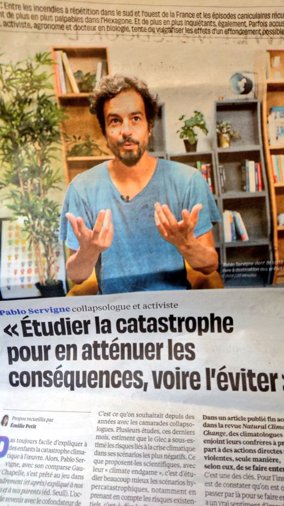 Locosoble's tweet photo. Il faut parler plutôt de #sevrage que de #fin de l'abondance et de l'insouciance, pour Pablo Servigne. A l'occasion de la publication de son nouvel ouvrage @20minutesbord #action #sobriete #collapse #climateenedgame https://t.co/jB6GJstSH7