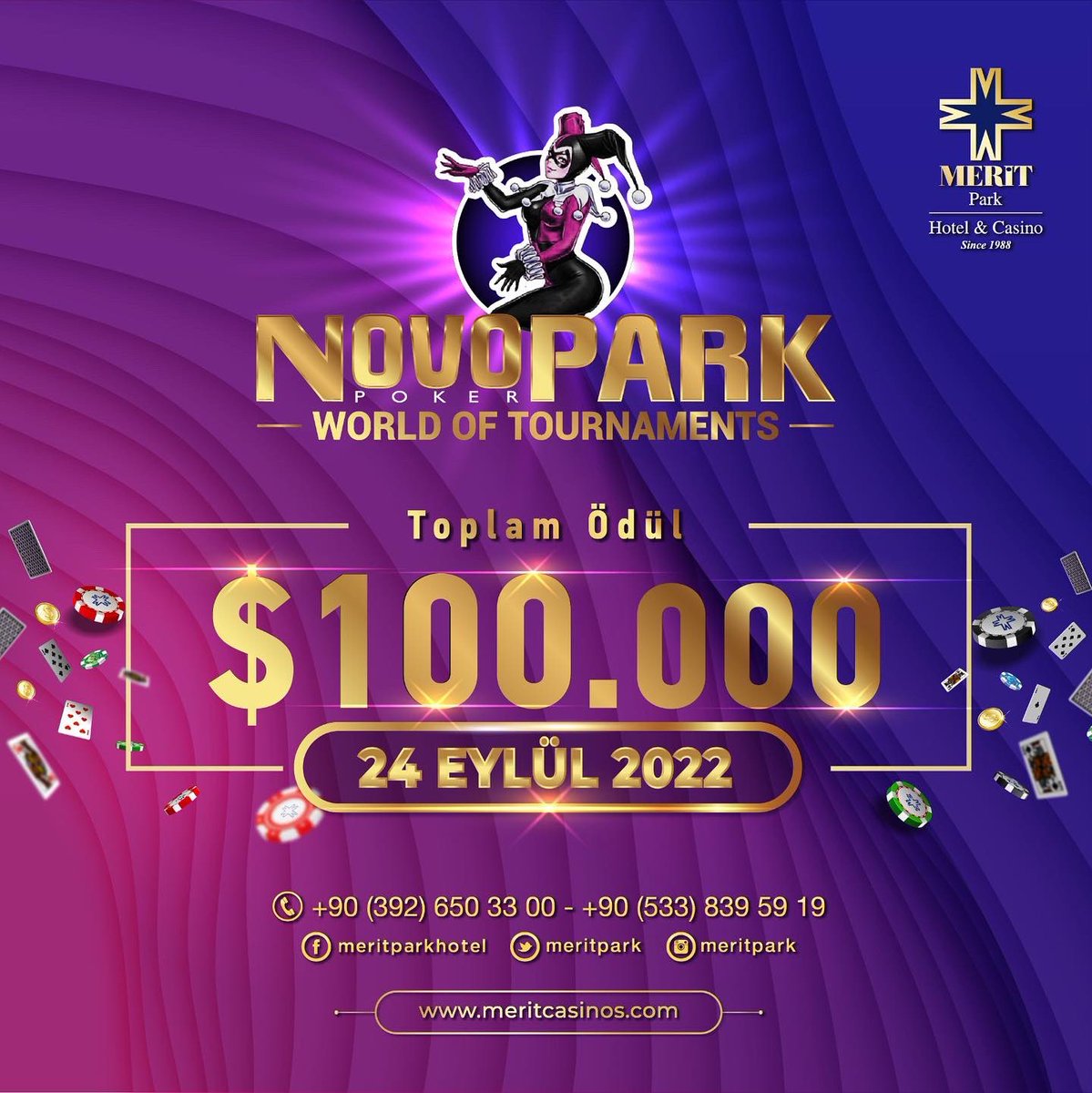 MeritLibertas's tweet photo. Casino Merit Park’ta Novo Park turnuvası devam ediyor. 
24 Eylül Cumartesi günü, toplam 100.000$ ödüllü #NovoPark poker turnuvamızda,Kıbrıs’ta @meritpark ta yeniden buluşmak üzere.

#meritpark #meritinternational #merithotels #meritcasinos #kıbrıs #poker https://t.co/lZcNps0Tgh