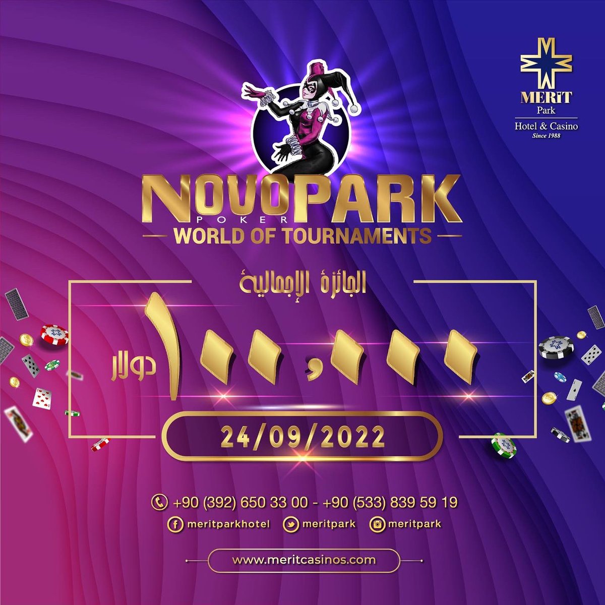 MeritLibertas's tweet photo. Casino Merit Park’ta Novo Park turnuvası devam ediyor. 
24 Eylül Cumartesi günü, toplam 100.000$ ödüllü #NovoPark poker turnuvamızda,Kıbrıs’ta @meritpark ta yeniden buluşmak üzere.

#meritpark #meritinternational #merithotels #meritcasinos #kıbrıs #poker https://t.co/lZcNps0Tgh