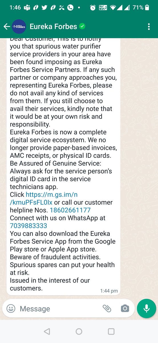 avik2005uitbu's tweet photo. @EurekaForbes first fix your app before sending these messages. You have such a poor customer support team.. https://t.co/jS6p6TAzmQ
