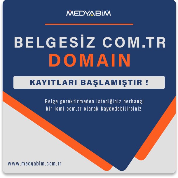 Belgesiz com.tr domain kayıtları başladı. 
İlk gelen alır! 📢
#com.tr #domain #comtr #trabis #medyabim #datacenter