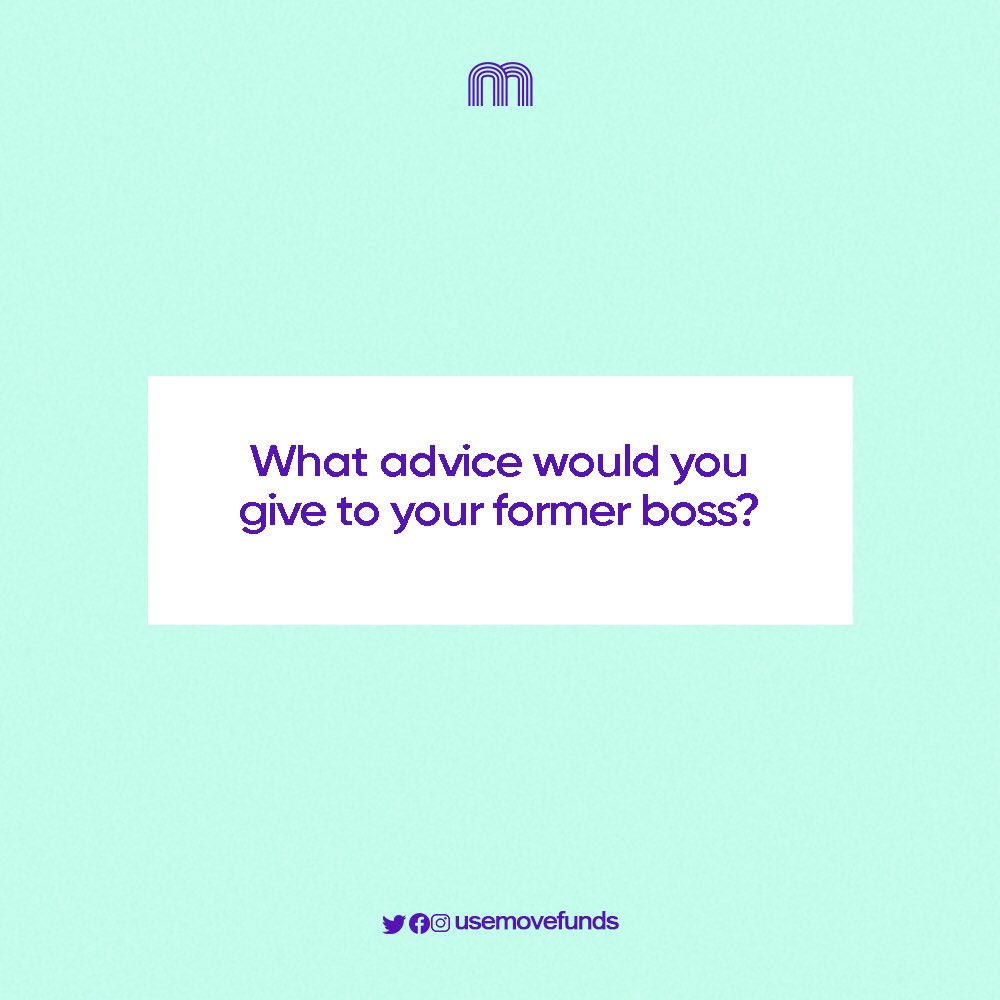 movefunds's tweet photo. Whether you fired your former boss, or your former boss fired you, we all have that one piece of advice we want to give to them.

What's yours? 

What would you tell your former boss if you had the chance?

-

#movefunds #movemoney #money #business #entrepreneur #tgif #Friday https://t.co/4HSzJS8QBQ