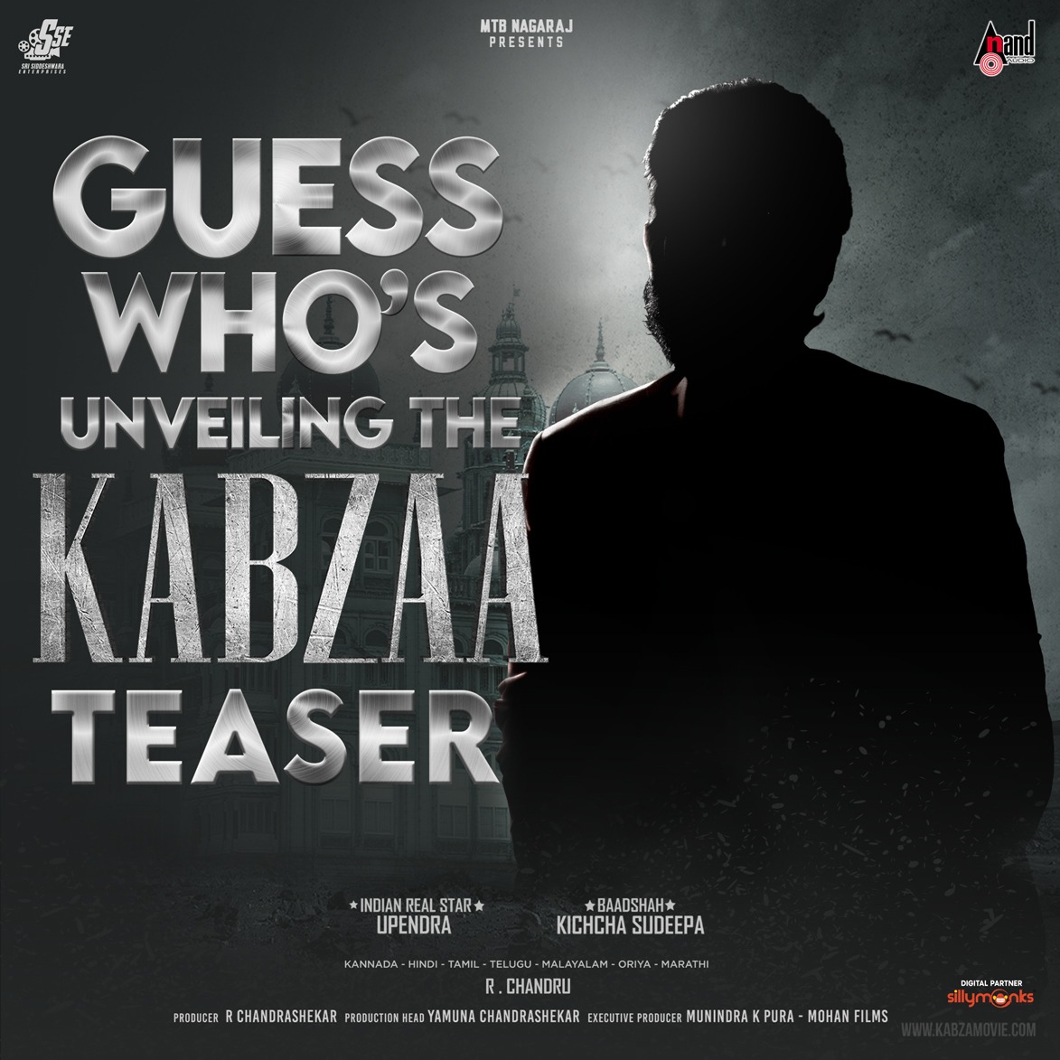 aanandaaudio's tweet photo. This celebrity gonna unveil the #Kabzaa Teaser🔥
Guess who ??
Stay Tuned to @aanandaaudio for more updates

#Kabzaa #KabzaaTeaser @nimmaupendra @KicchaSudeep @shriya1109 @rchandru_movies
#SriSiddeshwaraEnterprises #RealStarUpendra #BaadshahKichchaSudeepa @RaviBasrur @aanandaaudio https://t.co/ftLMaBnPNr
