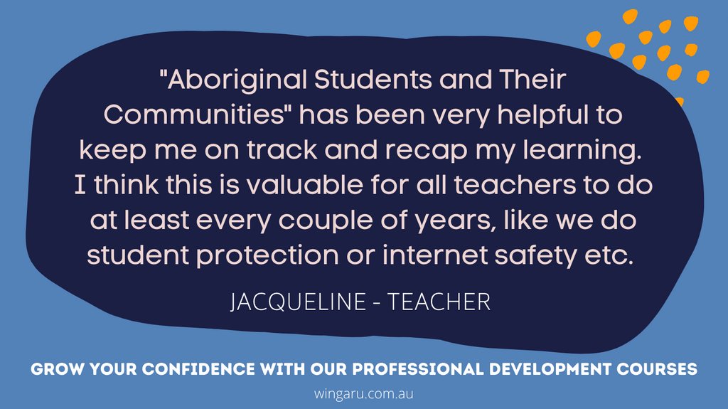Build your knowledge at your pace with our online #ProfessionalDevelopment courses. Our courses are designed and delivered by #Aboriginal educators and meet the Australian Professional Standards for Teachers.

Visit wingaru.com.au/wingaru-teach.… to learn more about our courses.