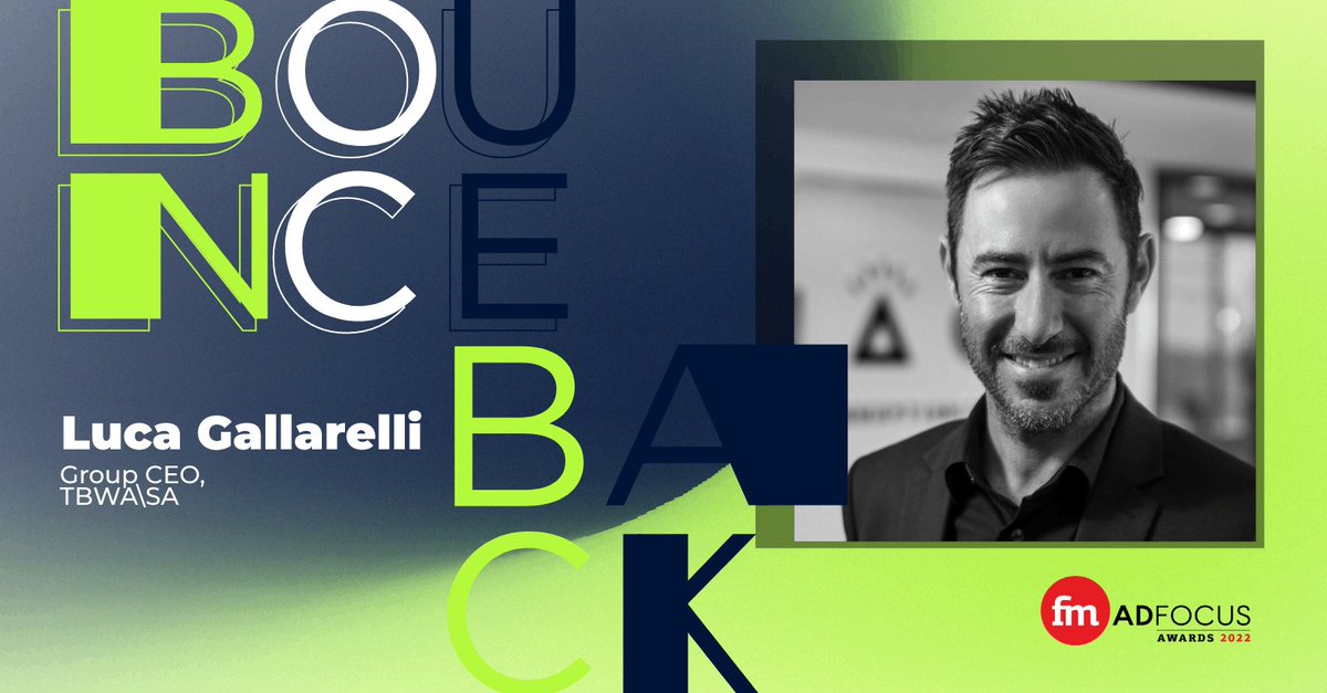 FMAdFocus's tweet photo. We’re proud to have Group CEO,TBWA/SA, Luca Gallarelli on the Jury of the AdFocus 2022 Awards. We are celebrating the resilient and unstoppable. Don’t miss the event on the 30th of November.
#AdFocus2022 #BounceBackFM #FinancialMail @Gallarelli @TBWAAfrica https://t.co/6Ef6TVVWcL