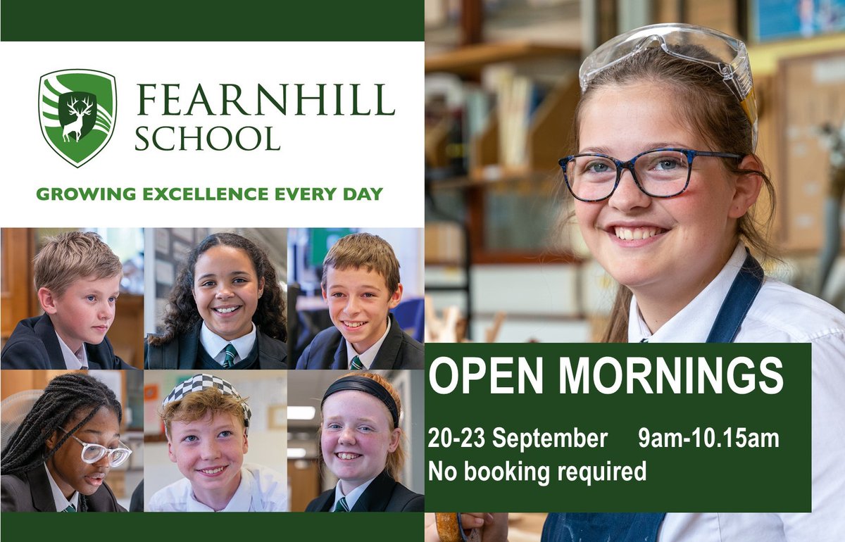 FearnhillSchool's tweet photo. Thank you to everyone who came to visit us last night, it was lovely to see so many of our students proudly showing off their favourite departments @FearnhillSchool.
Don't worry if you missed it, we are running a series of Open Mornings next week (Tuesday-Friday). https://t.co/SuM0VBdSMQ
