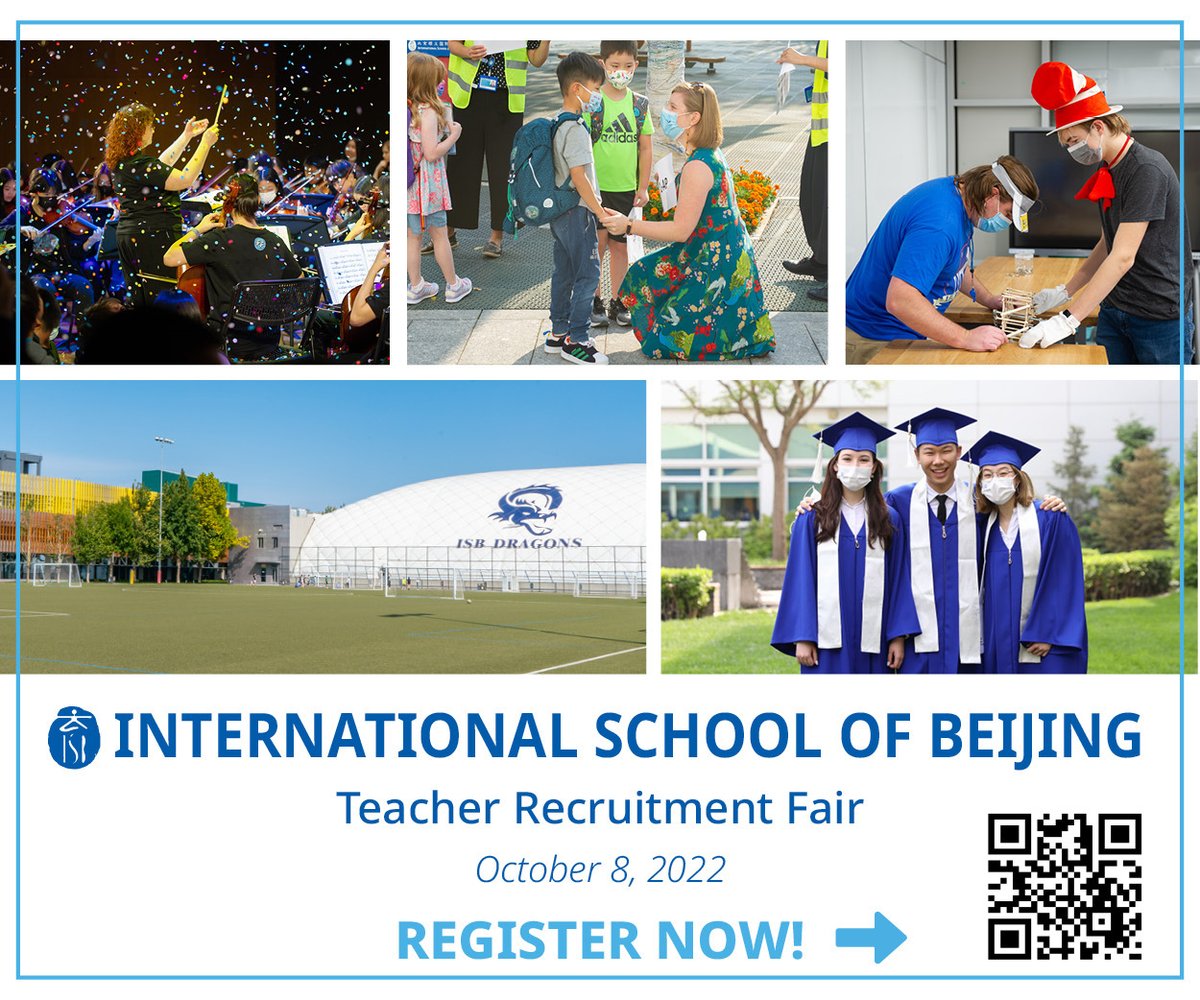 ISBeijing's tweet image. International School of Beijing is hiring for the 2023-2024 school year. We will be holding a #teacher #recruitment fair on Saturday, October 8. If you are a qualified teacher who wants to join a dynamic group of educators, apply today! #isblearns
survey.isb.cn/GFhj8