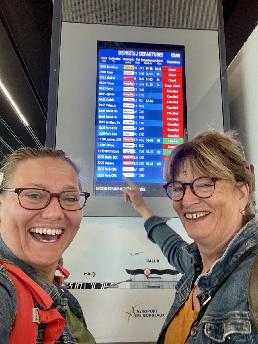 StephForkel's tweet image. We still can’t quite believe our luck that we are one of the two flights leaving #Bordeaux today. 
Hope all the #scienceofaphasia2022 attendees have a safe trip home! #soa2022 #strike #grève #travelling