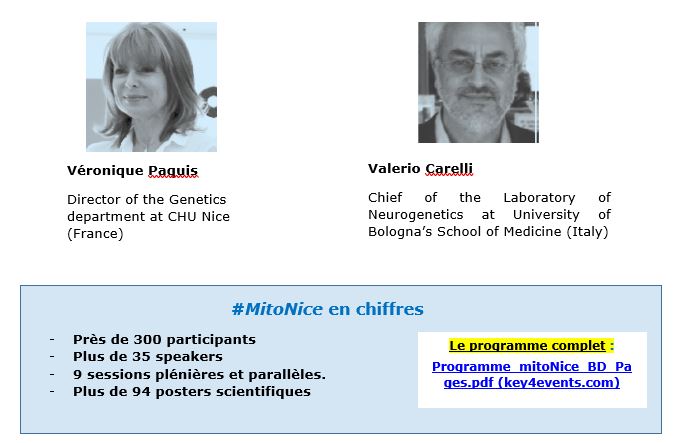 MitoNice2022's tweet photo. The #mitoNice congress has opened its doors ! Under the co-chairmanship of véronique Paquis and Valerio Carelli, nearly 300 experts in mitochondrial diseases from all continents will exchange, share their work and their advances in the field of mitochondrial medicine. https://t.co/IQYTdI1EmK
