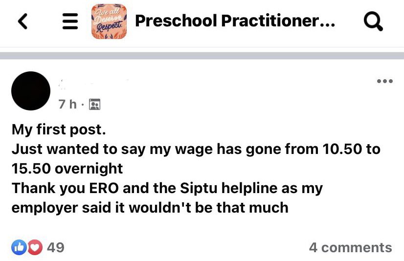 From €10.50 to €15.50 overnight.

This is what our pay deal means for some Early Years Professionals.

#WeDidIt #OurSIPTU