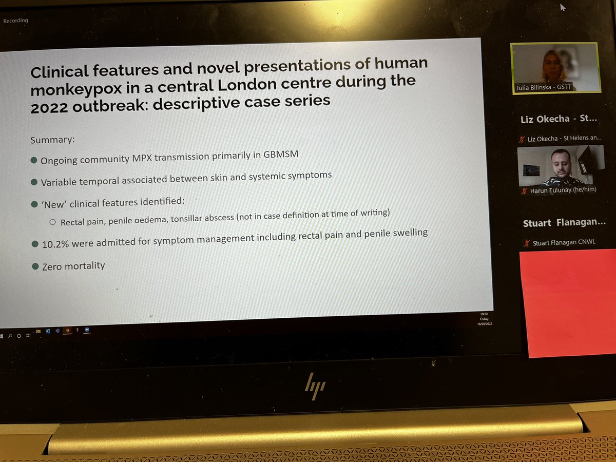 BASHH_UK's tweet photo. Although admission rates seen in the #GSTT case series were about 10% reassuring to see no deaths reported #HIVMasterclass @julbil1 https://t.co/0DNipDTpvY