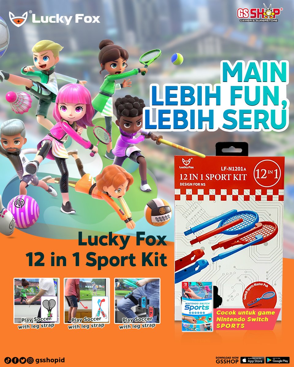 apatkan harga lebih murah di Promo PWP setiap pembelian Lucky Fox 12 in 1 Sport Kit dengan kaset Nintendo Switch Sports di GS Shop.
Bermain sambil Olahraga lebih seru, terdapat game multi-genre seperti Tenis, Bola Voli, Anggar, dan Sepak Bola.

Chat &amp; Buy linktr.ee/GsshopID