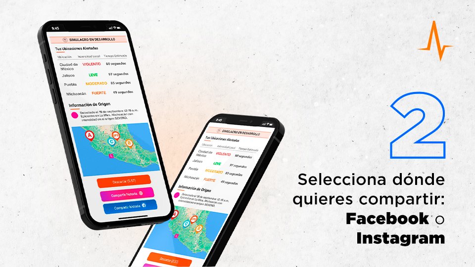SkyAlertMx's tweet photo. Te dejamos esta guía para compartir tus stories del próximo #SimulacroSkyAlert en Instagram y Facebook desde tu SkyAlert app.

Toma en cuenta la intensidad y el tiempo estimado de arribo a tu localidad para tomar decisiones. ¡Lo más importante es tu seguridad!

#ShareSkyAlert https://t.co/NTlzi0bcWH