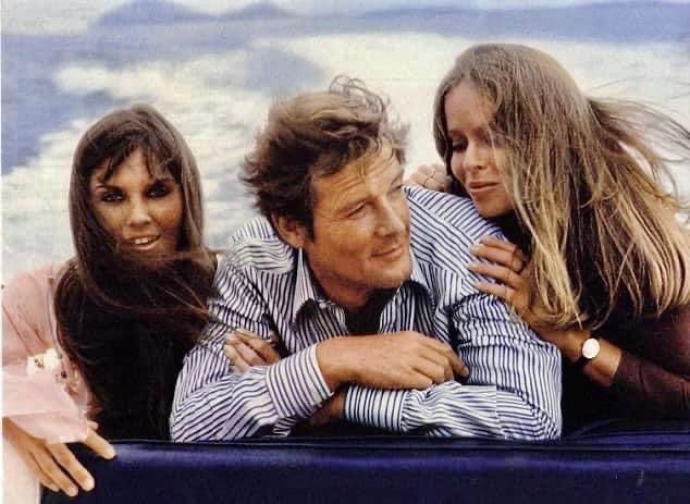Caroline Munro, Roger Moore and Barbara Bach on the set of James Bond / The Spy Who Loved Me which was released in 1977. My favourite Bond Film. #TheSpyWhoLovedMe #JamesBond #RogerMoore #BarbaraBach #CarolineMunroe