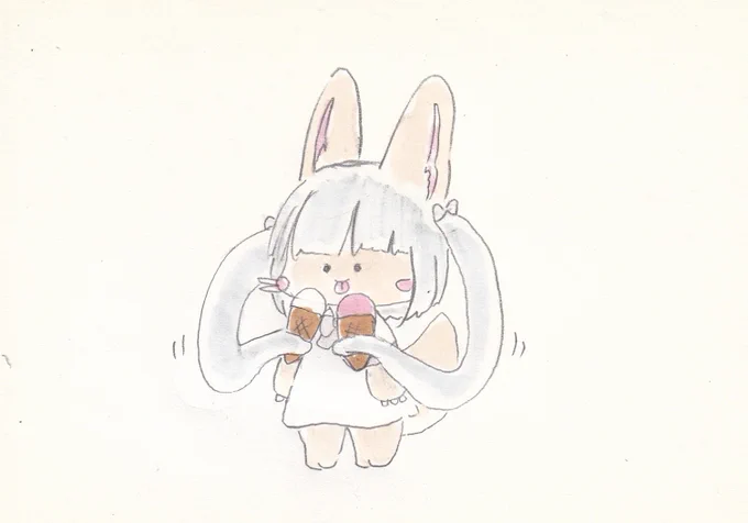 ツインテナナチちゃんとアイス。#イラスト #メイドインアビス 