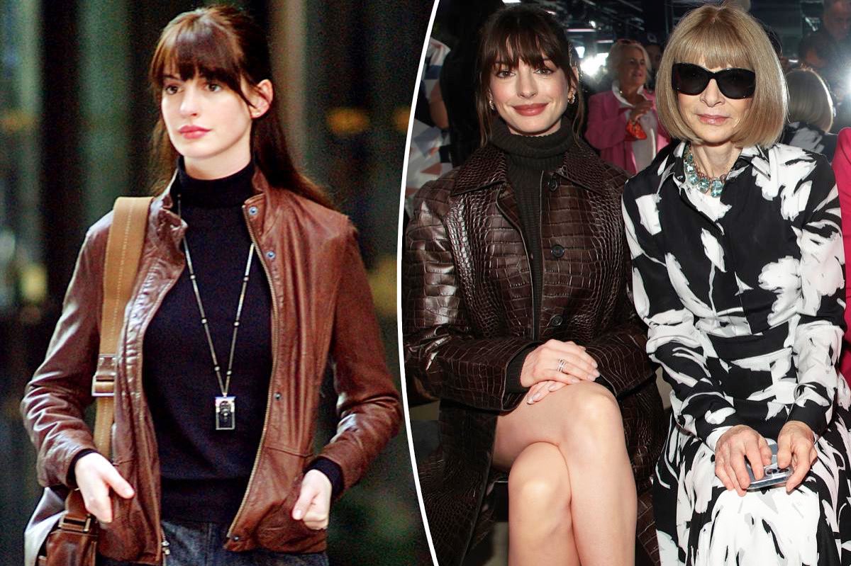 Anne Hathaway llegó al desfile de <a href="/michaelkors/">Michael Kors</a> durante la Semana de la Moda de Nueva York con un atuendo inspirado en "Devil Wears Prada" y se sentó al lado de la que se supone inspiró a Miranda Presley en la película: Anna Wintour.