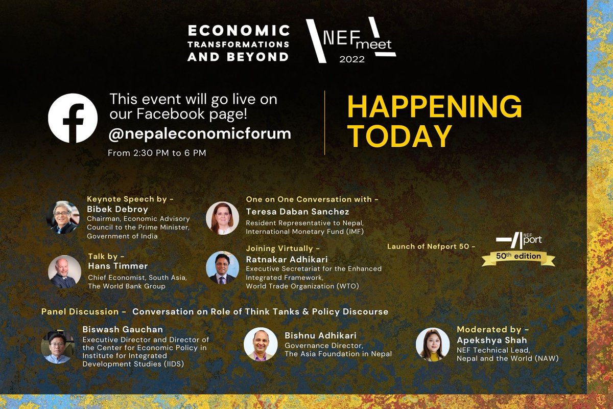 NEFNepal's tweet photo. Starting Facebook live from 2:30 pm on @NEFNepal's Facebook Page - https://t.co/CUK6ks7Akj
#Nefmeet #EconomicConclave #nepaleconomicofurm #watchlive https://t.co/obZNHtqw1y
