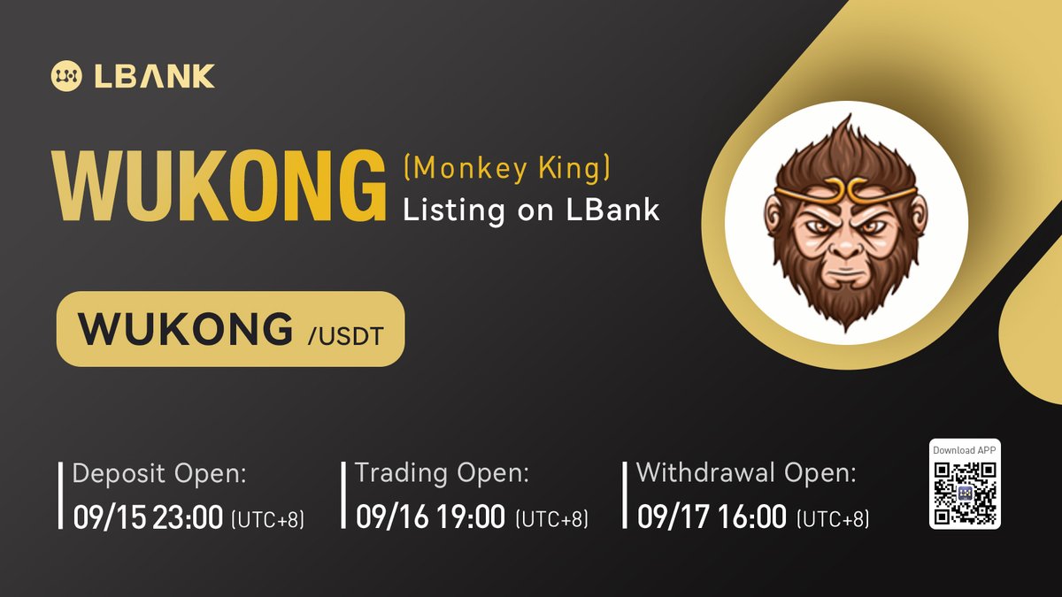 LBank_Exchange's tweet photo. 🌈 New #listing

⛵️ $WUKONG(Monkey King) will be listed on LBank！@Wukong_ETH

Wukong Finance ($WUKONG) will offer members many benefits. Members will be able to earn passively through the staking and farming mechanisms. 

 👉 Details: https://t.co/oZIL0AZvdv https://t.co/ztOSfCEwrY