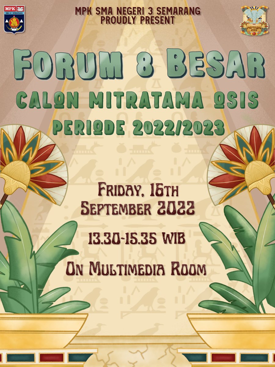 Hello, Satria Ganesha! 🐘✨
Pada hari ini akan dilaksanakan:

📣 𝐅𝐎𝐑𝐔𝐌 𝟖 𝐁𝐄𝐒𝐀𝐑 𝐂𝐀𝐋𝐎𝐍 𝐌𝐈𝐓𝐑𝐀𝐓𝐀𝐌𝐀 📣

🗓️  Jumat, 16 September 2022
⏰  13.30 - 15.35 WIB
📍  Ruang Multimedia

𝐌𝐚𝐠𝐧𝐨 𝐋𝐚 𝐃𝐞𝐦𝐨𝐜𝐫𝐚📯
Create a revolution, through the democration