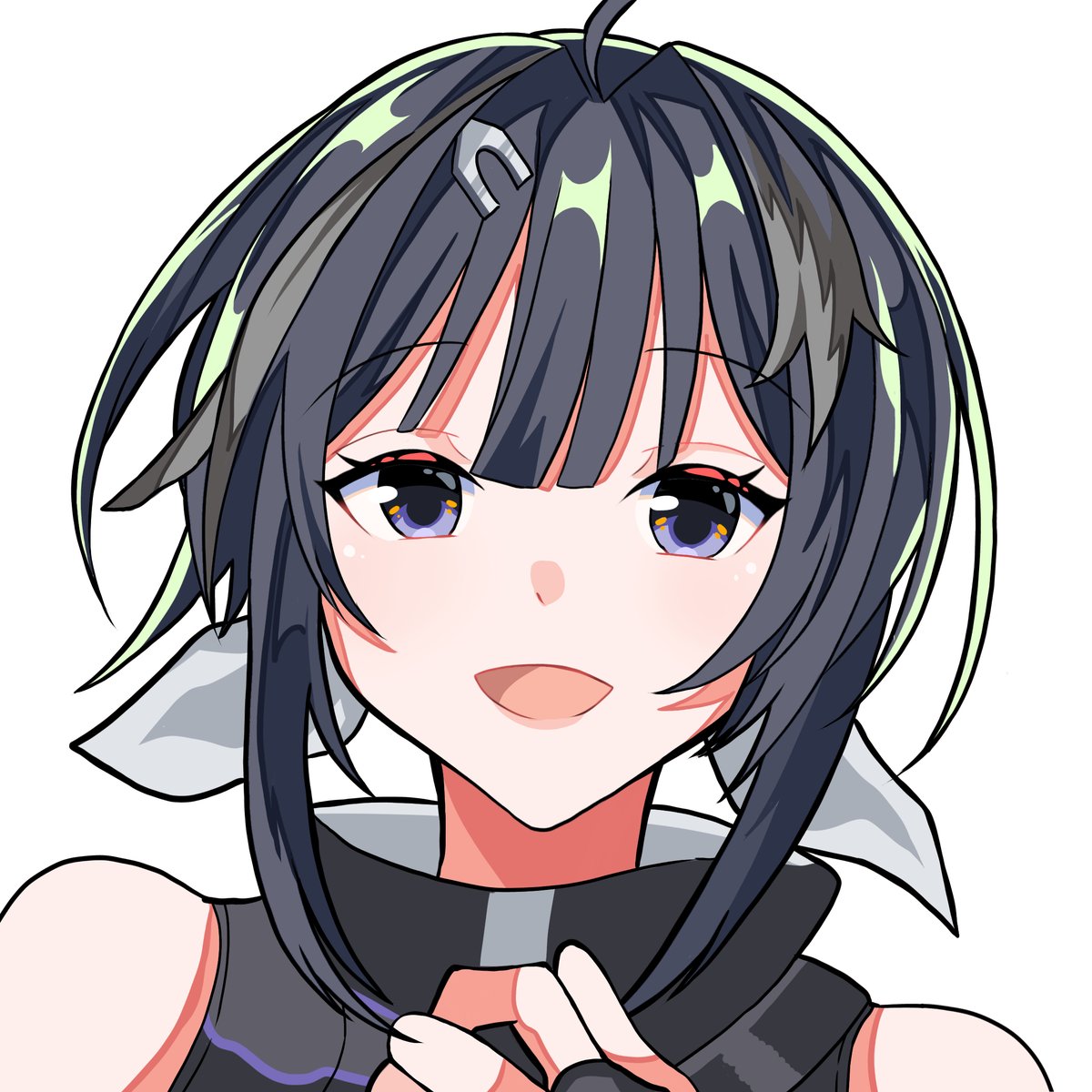 la pluma (arknights) 1girl solo black hair white background simple background smile looking at viewer  illustration images