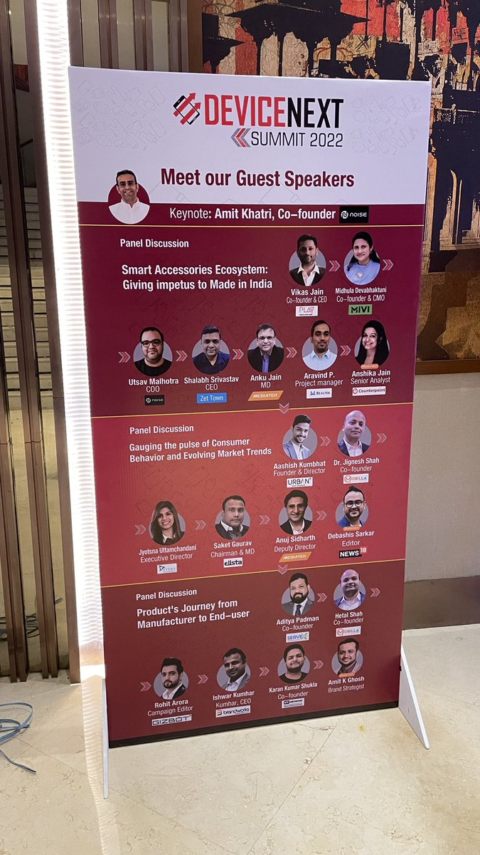 Tarunpathak's tweet photo. @CounterPointTR team of analysts are here at the #Devicenextsummit2022, New Delhi . Great line up of speakers and interactive sessions on smart devices, end user trends and how consumer pulse is changing for these devices. https://t.co/6q9hrgJIzg