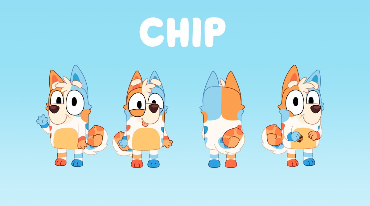 Curious since he’s gained some bits of unexpected popularity and a general positive response without much of a given reason.

Chip’s rendering by <a href="/Waitbanana/">Gabe Owners</a> 

#bluey #blueyoc #chipbluey