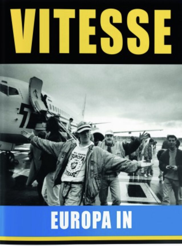 FerryReurink's tweet photo. Het legendarische UEFA Cup-duel  #Vitesse - Braga is vandaag alweer 25 jr geleden. Over de Europese avonturen, vooral van supporters, verscheen in 2020 ‘Vitesse Europa in’. Aan het volgende themaboek in de reeks leg ik (samen met Peter Bierhaus) nu de laatste hand: ‘Vitesse Cult’ https://t.co/F1YoODqaMz