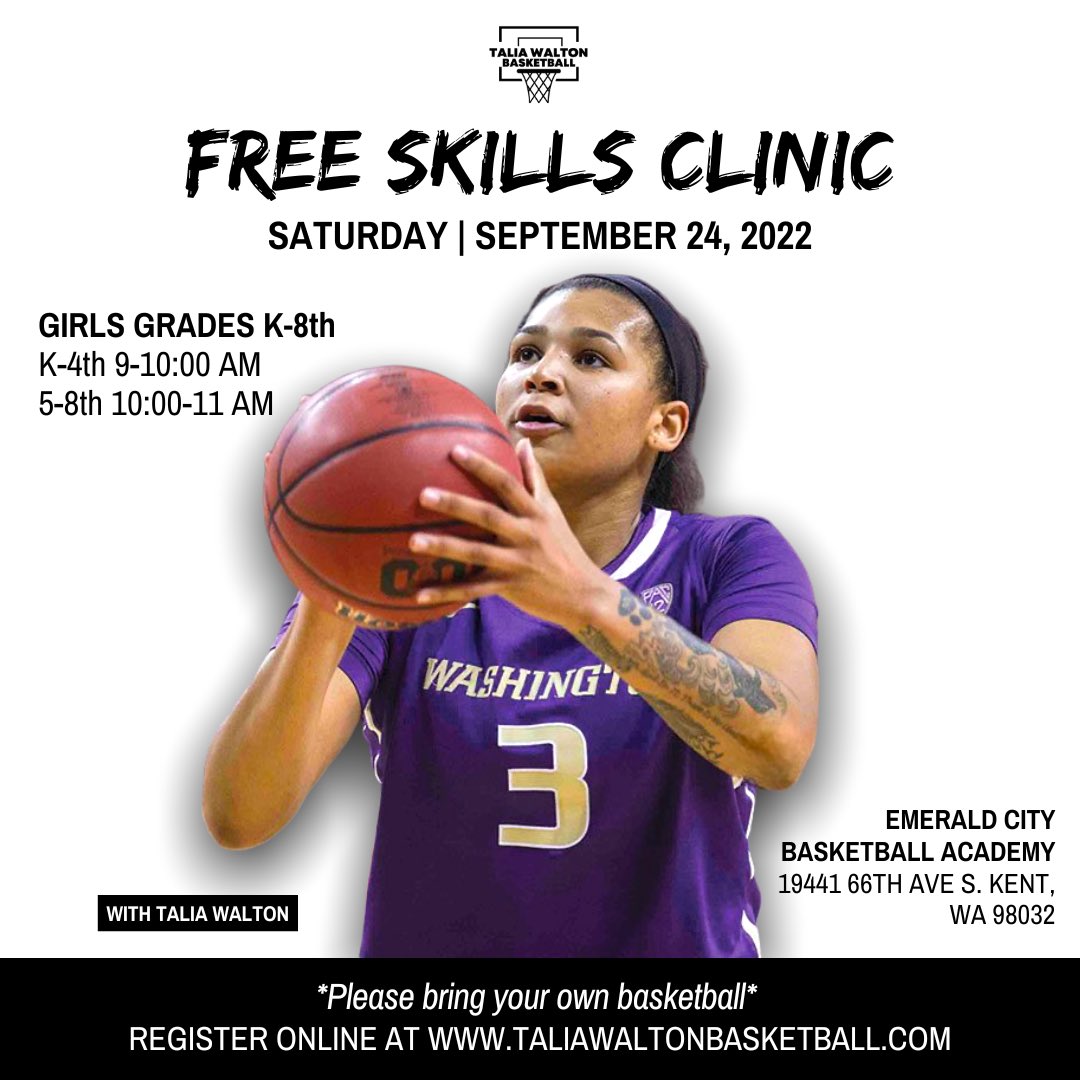 Let’s work! #TaliaWaltonBasketball FREE Skills Clinic 9/24 | Link in bio!