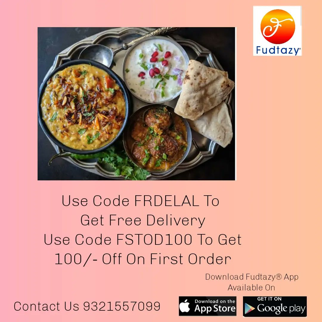 fudtazy's tweet photo. Flexible meal plans, Over 5000 tasty dishes available on Fudtazy App delivered at your door step. 
Use Code FRDELAL to get FREE DELIVERY
Use code FSTOD100 to get 100/- off on FIRST  ORDER https://t.co/lrfUdkvEfN