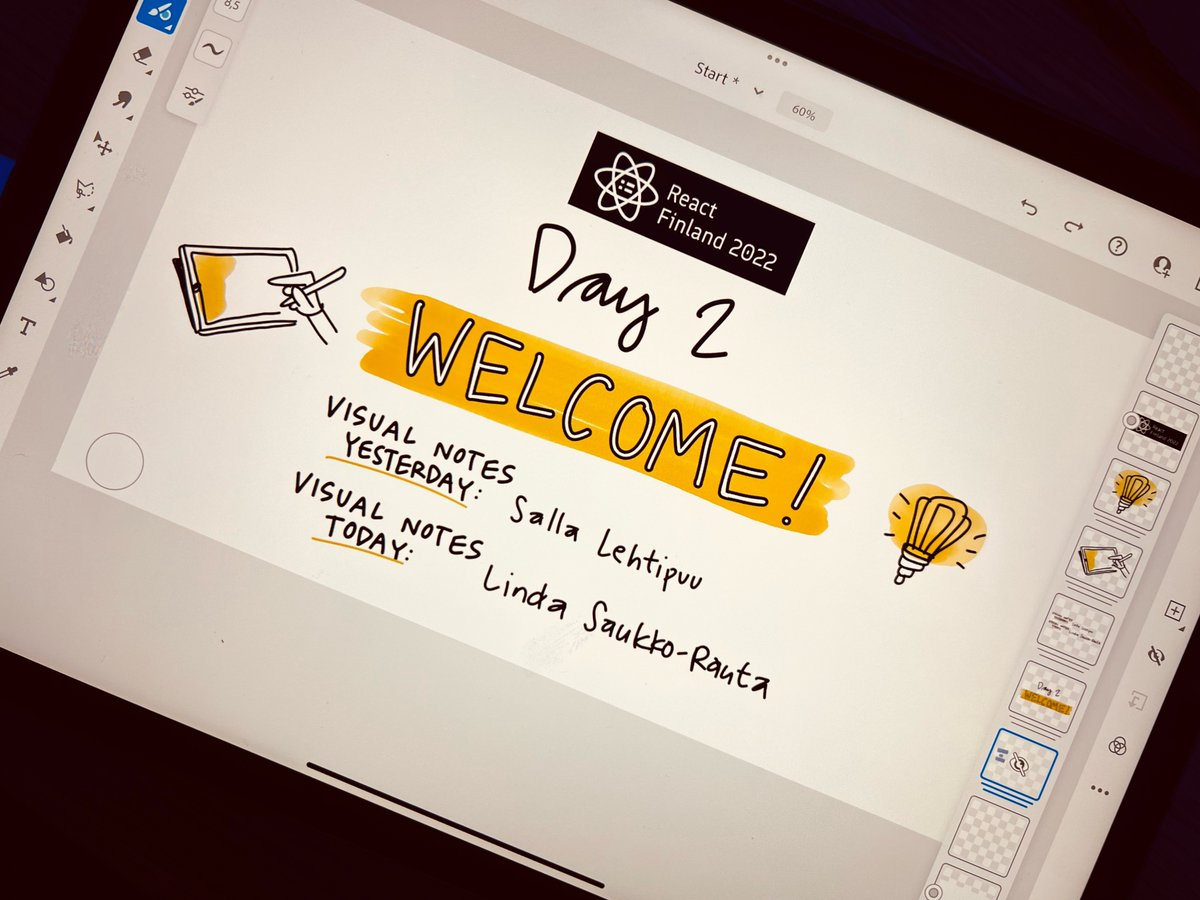 Helping out a colleague at #ReactFinland 

<a href="/SallaLehtipuu/">Salla Lehtipuu</a> had a double booking so I’m jumping in. 

#livesketchnoting #visualnotes #livekuvitus