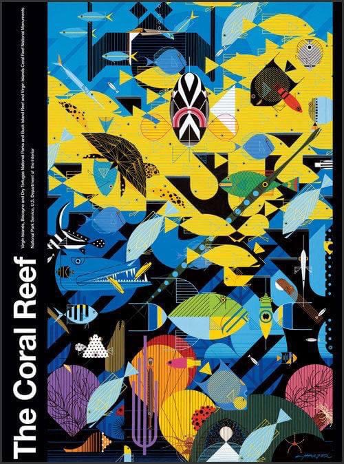 DesignReviewed's tweet photo. Coral Reef - National Park Poster designed by Charley Harper, 1979 https://t.co/VOGZO0sJ1D