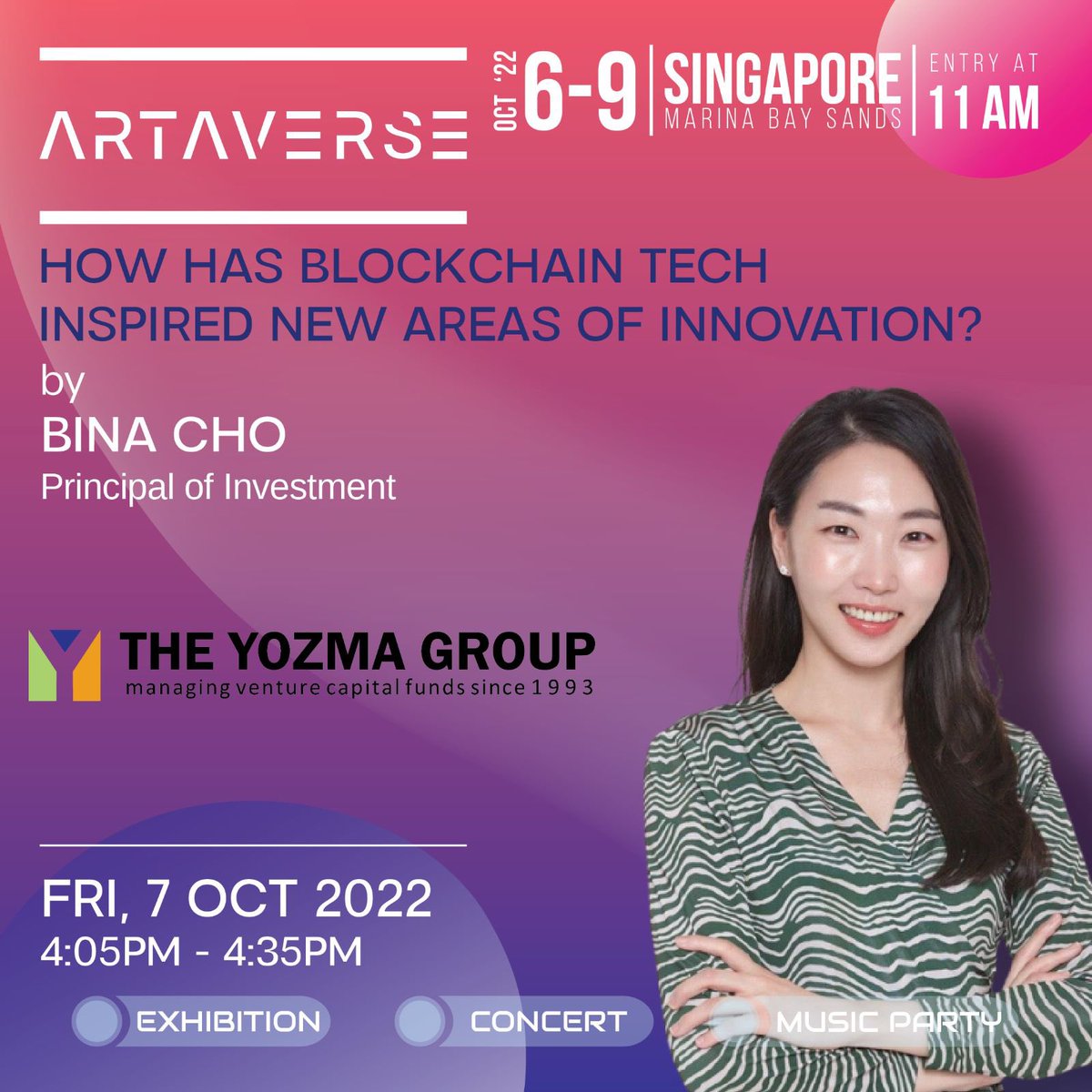 The Yozma Group selects, invests, and supports promising domestic and foreign medium and long-term growth companies that follow global technology trends or demonstrate high growth potential.

We are excited to announce that Bina Cho will be joining us for our seminar!