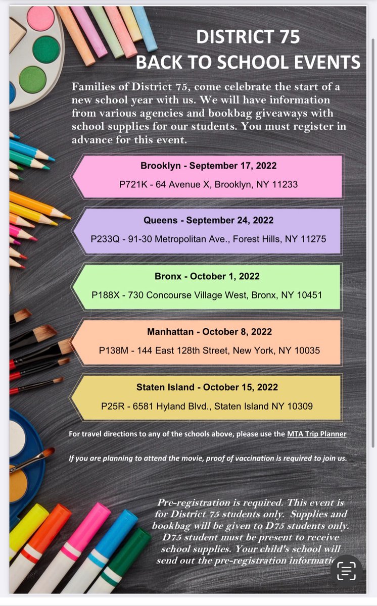 pistnyc's tweet image. Upcoming community events where you can look for 
(or help give out - DM us) flyers about School Bus rights while also having fun 
#WheresMyBus